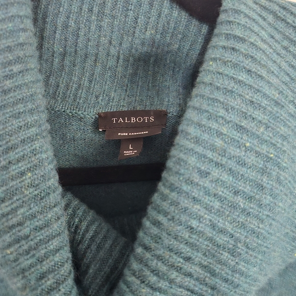 Talbots Pure Cashmere Cowlneck Sweater in Dark Teal - Picture 2 of 2